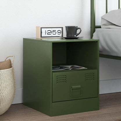 Bedside Cabinet Olive Green 34.5x39x44 cm Steel