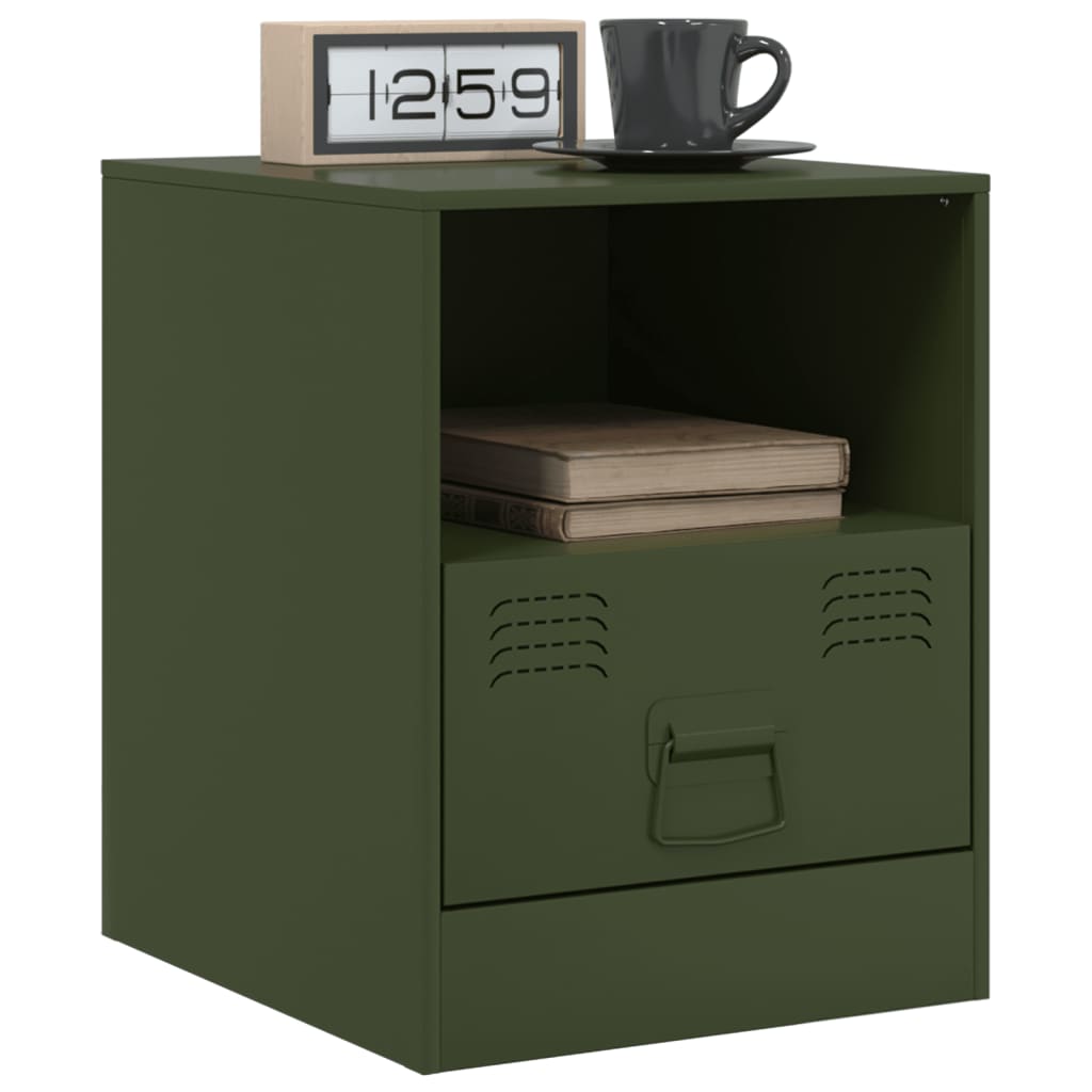 Bedside Cabinets 2 pcs Olive Green 34.5x39x44 cm Steel