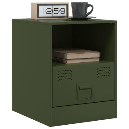 Bedside Cabinets 2 pcs Olive Green 34.5x39x44 cm Steel