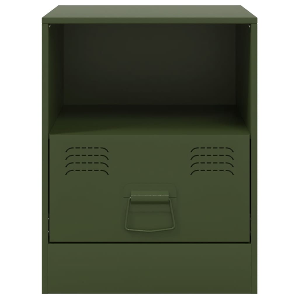 Bedside Cabinets 2 pcs Olive Green 34.5x39x44 cm Steel