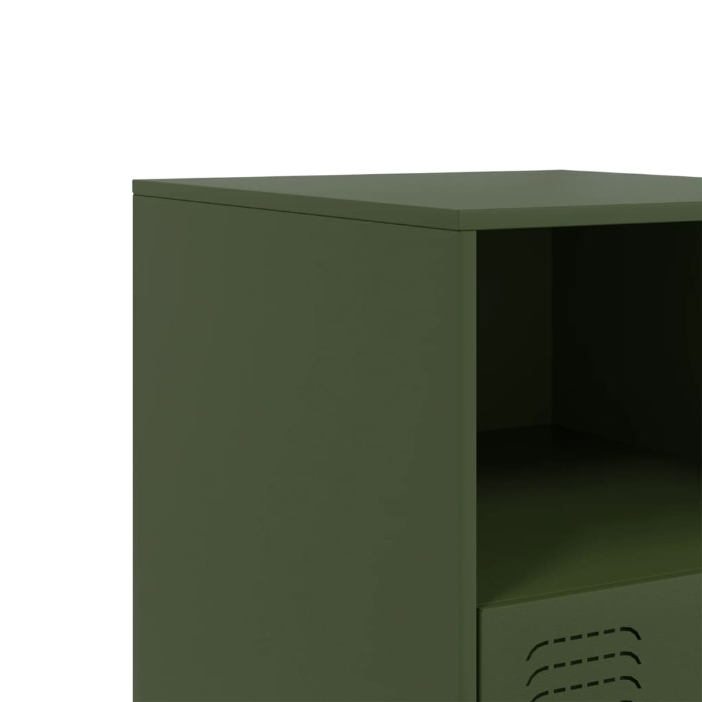 Bedside Cabinets 2 pcs Olive Green 34.5x39x44 cm Steel