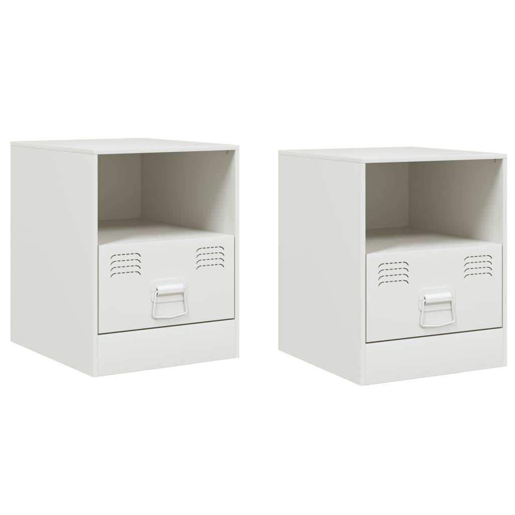 Bedside Cabinets 2 pcs White 34.5x39x44 cm Steel