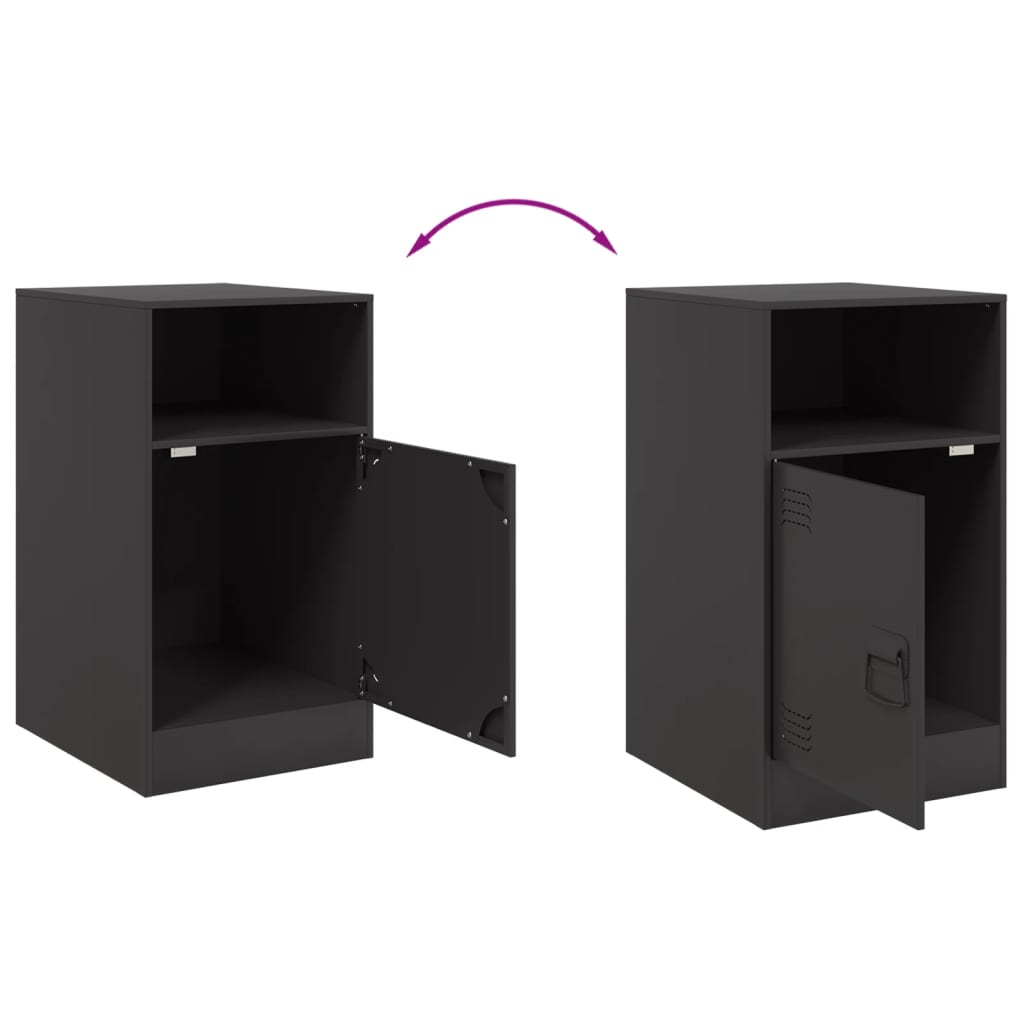 Bedside Cabinet Black 34.5x39x62 cm Steel