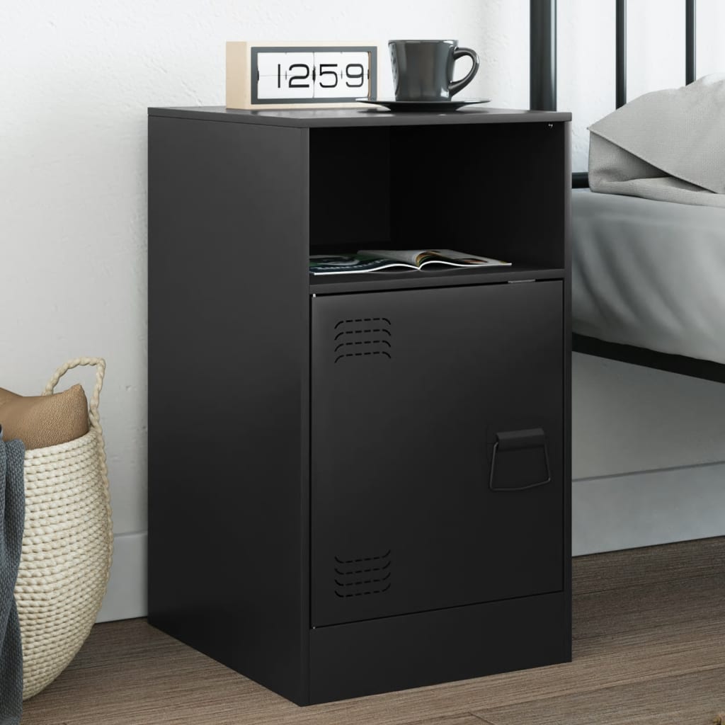 Bedside Cabinet Black 34.5x39x62 cm Steel