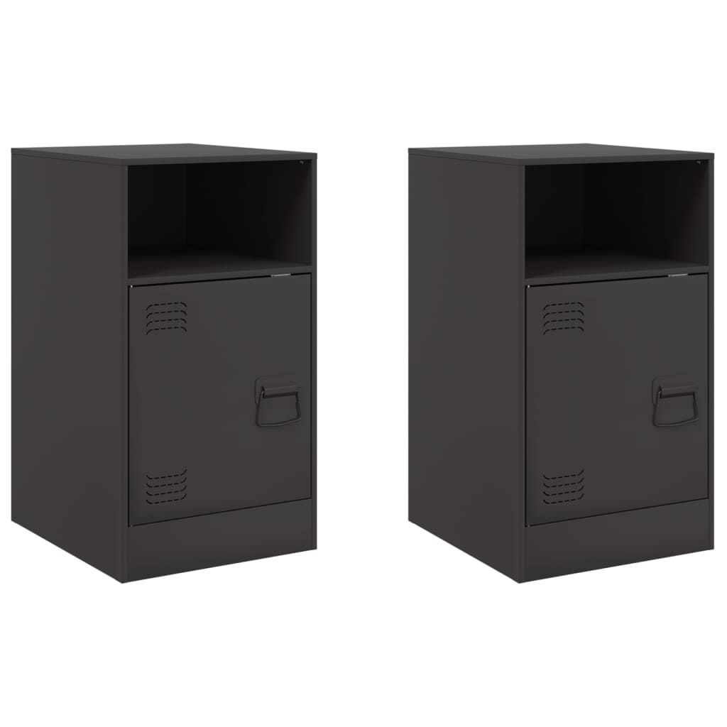 Bedside Cabinets 2pcs Black 34.5x39x62 cm Steel