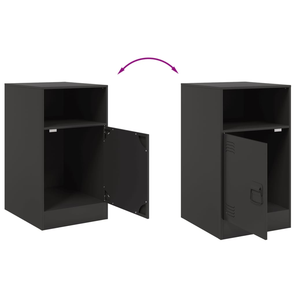 Bedside Cabinets 2pcs Black 34.5x39x62 cm Steel