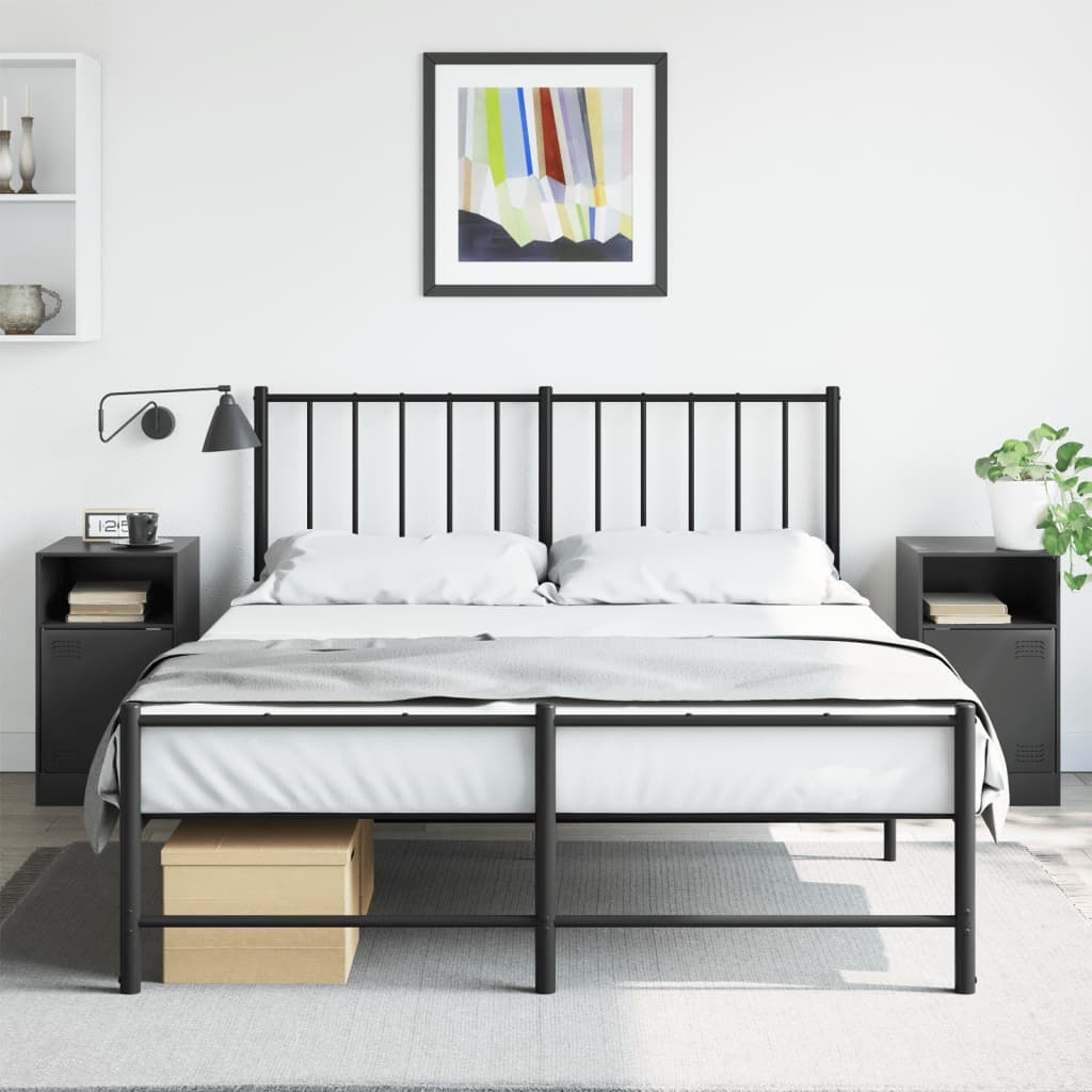 Bedside Cabinets 2pcs Black 34.5x39x62 cm Steel