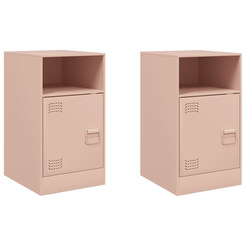 Bedside Cabinets 2pcs Pink 34.5x39x62 cm Steel