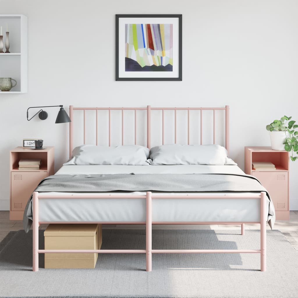 Bedside Cabinets 2pcs Pink 34.5x39x62 cm Steel