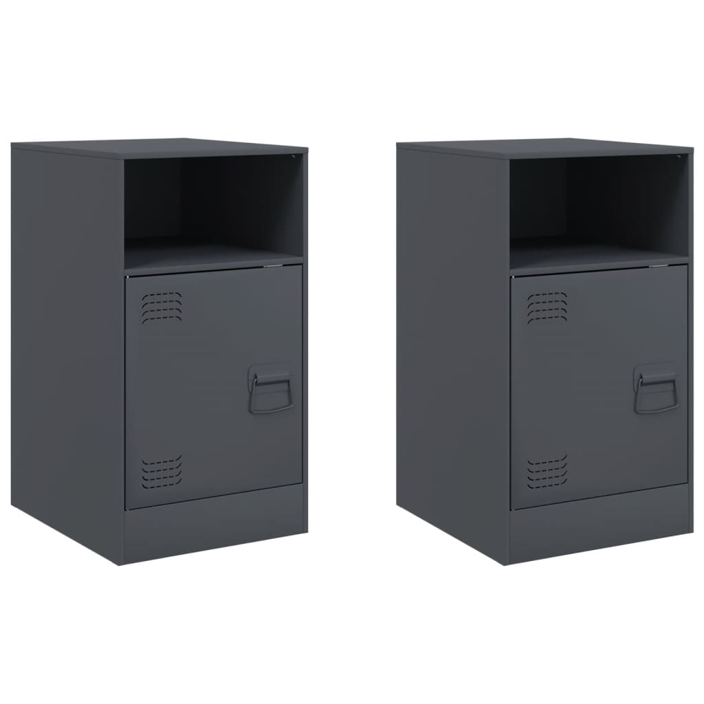 Bedside Cabinets 2pcs Anthracite 34.5x39x62 cm Steel