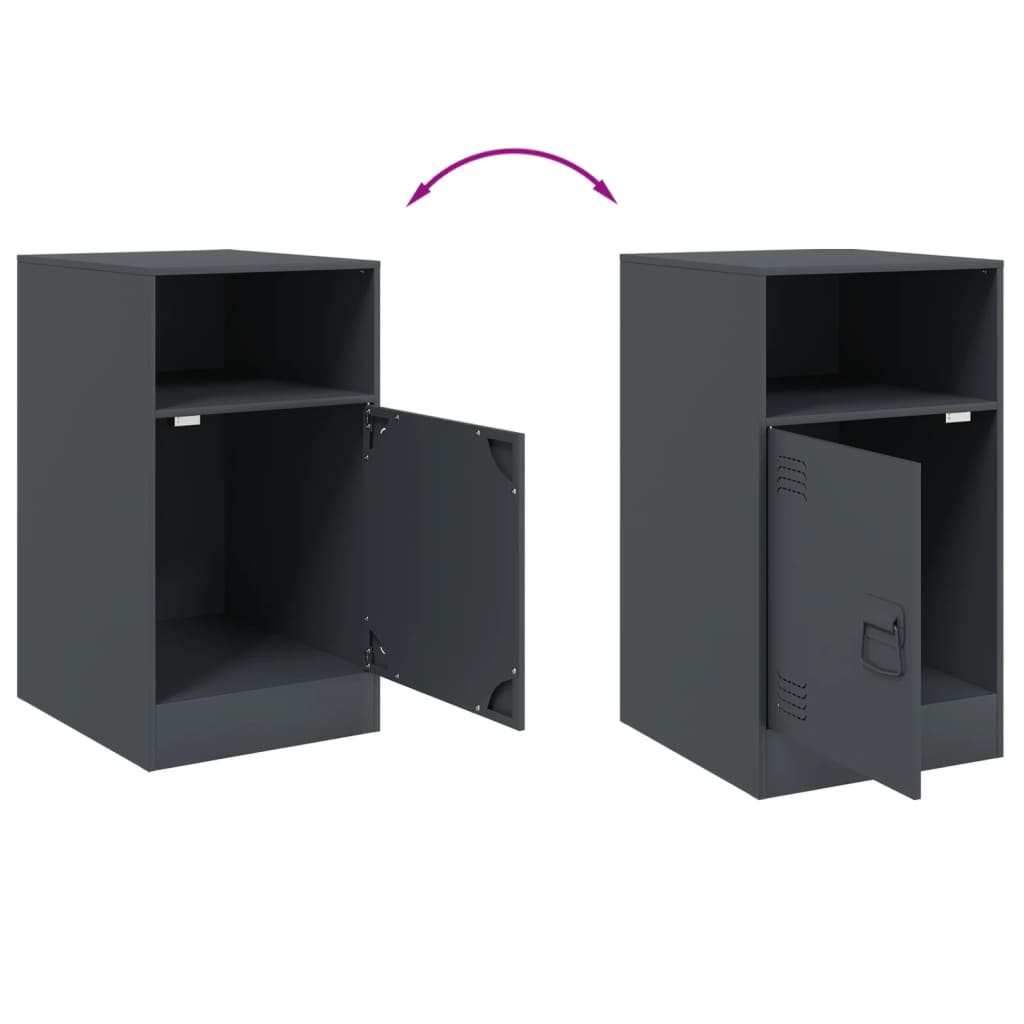 Bedside Cabinets 2pcs Anthracite 34.5x39x62 cm Steel