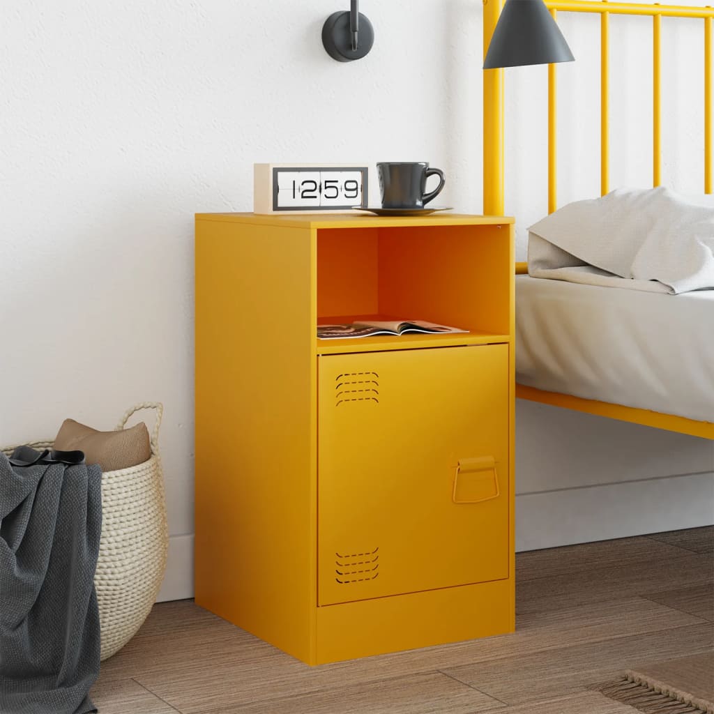 Bedside Cabinet Mustard Yellow 34.5x39x62 cm Steel