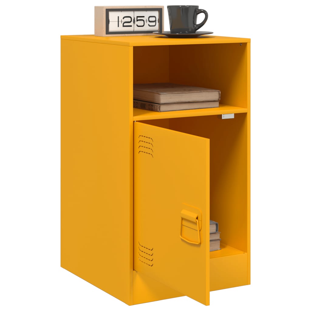 Bedside Cabinet Mustard Yellow 34.5x39x62 cm Steel