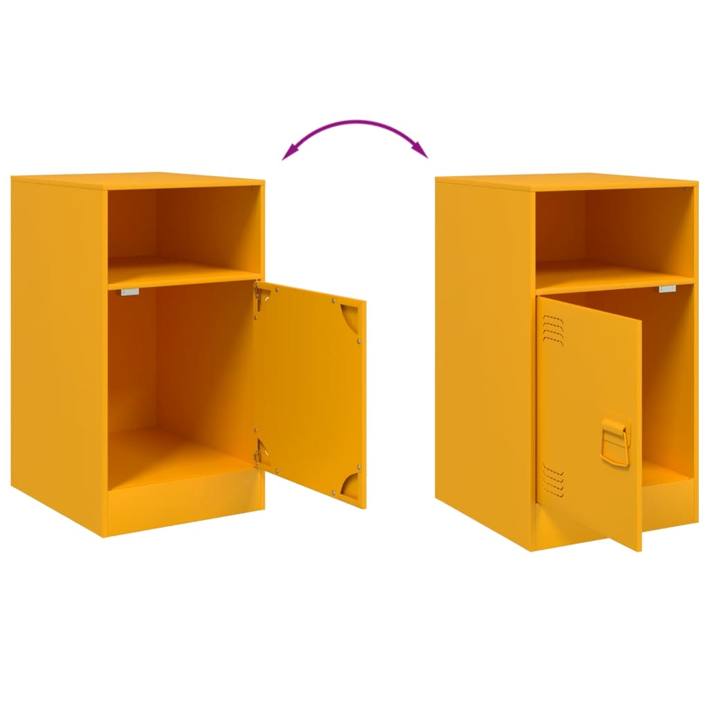 Bedside Cabinet Mustard Yellow 34.5x39x62 cm Steel