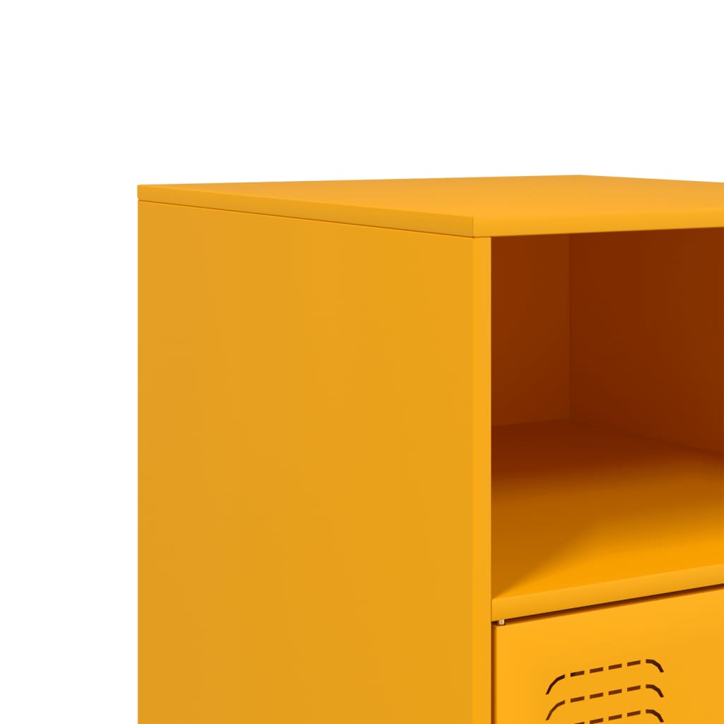 Bedside Cabinet Mustard Yellow 34.5x39x62 cm Steel