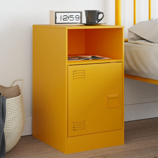 Bedside Cabinet Mustard Yellow 34.5x39x62 cm Steel