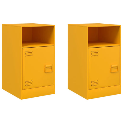 Bedside Cabinets 2 pcs Mustard Yellow 34.5x39x62 cm Steel