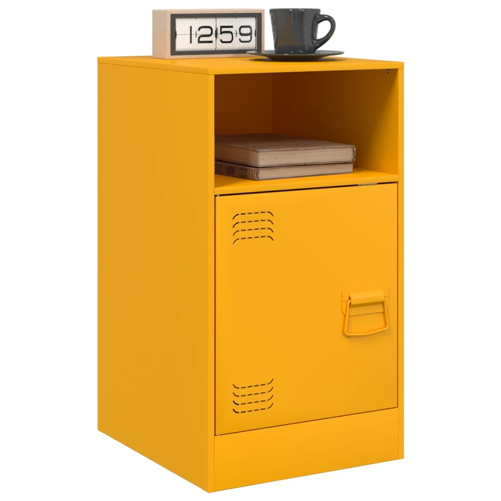 Bedside Cabinets 2 pcs Mustard Yellow 34.5x39x62 cm Steel