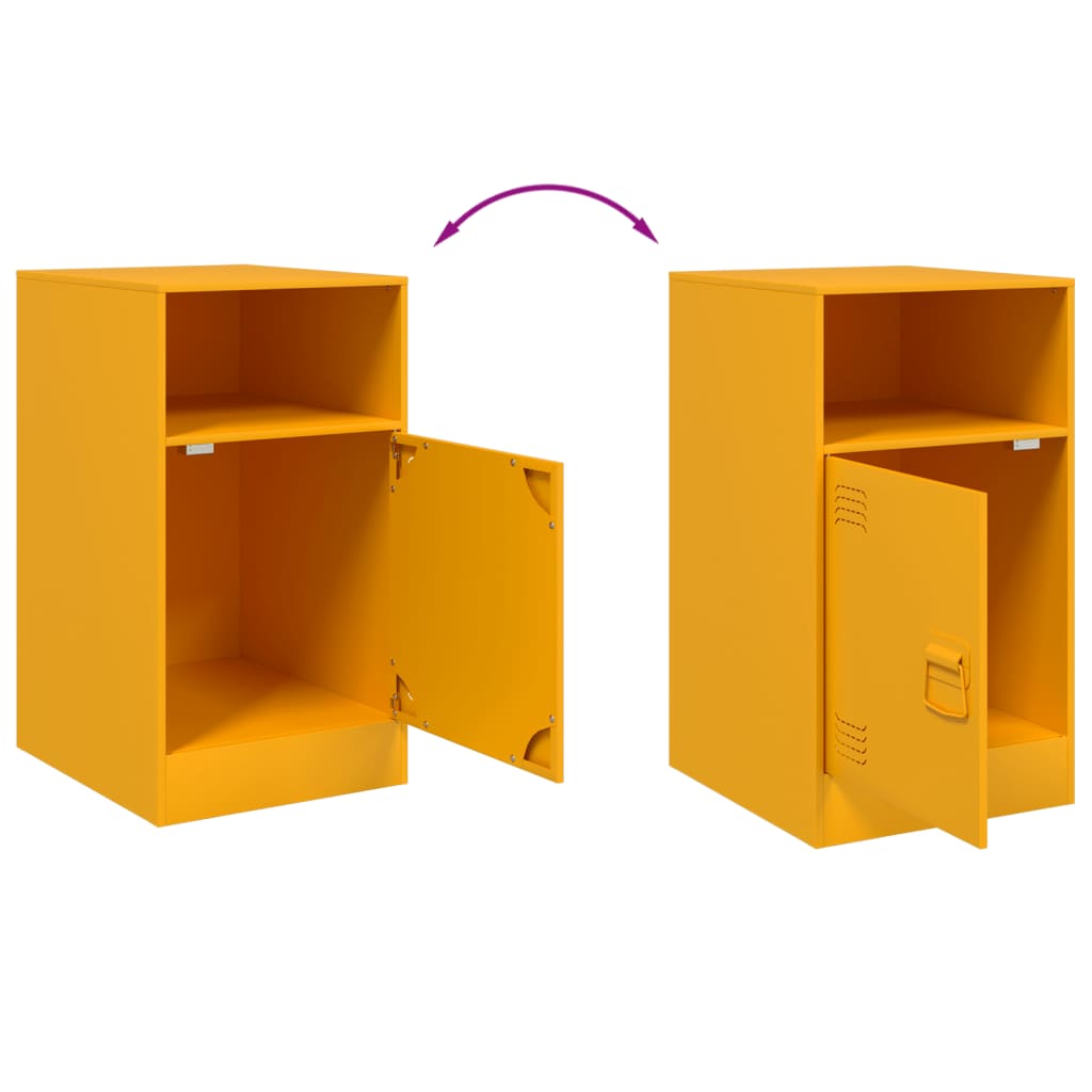 Bedside Cabinets 2 pcs Mustard Yellow 34.5x39x62 cm Steel