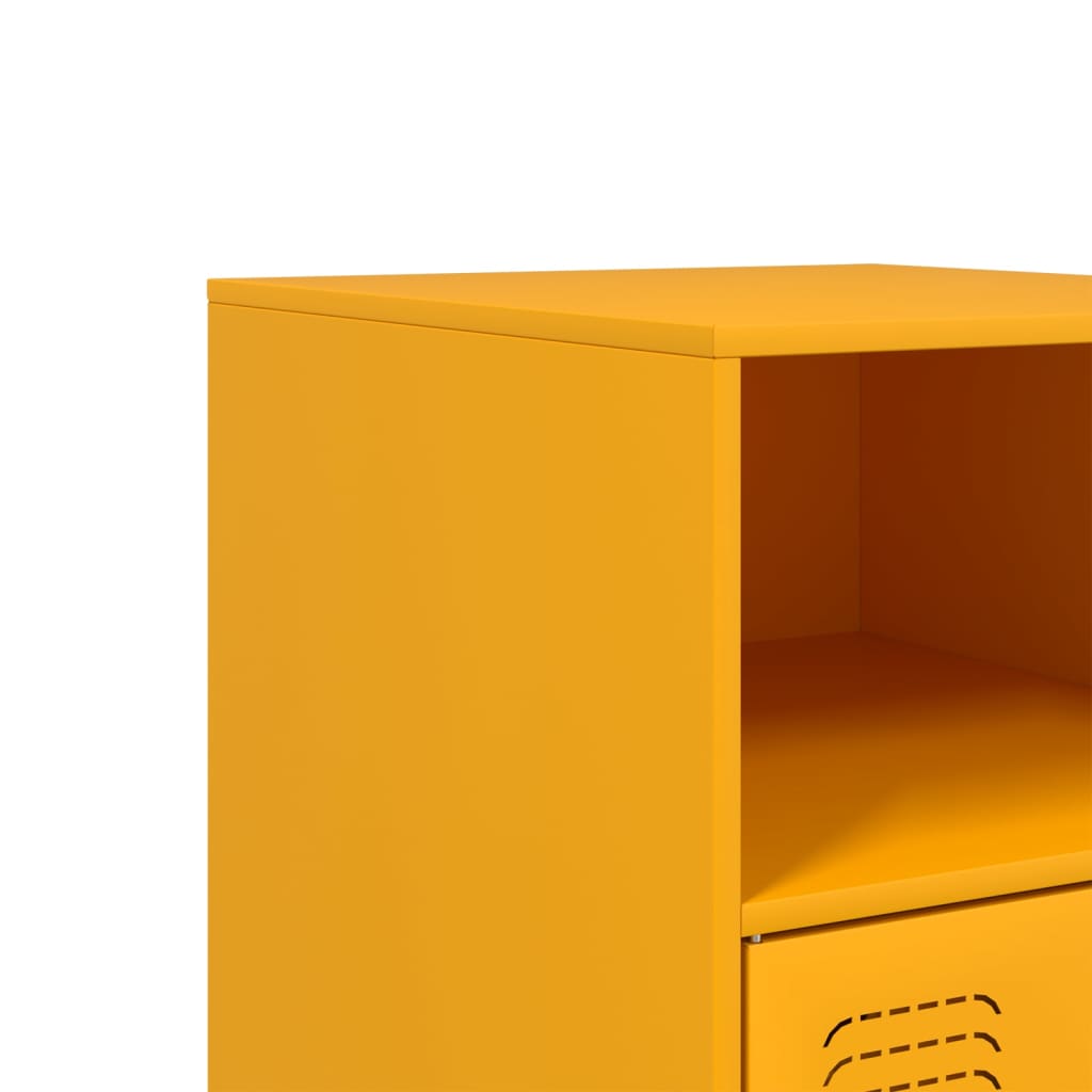 Bedside Cabinets 2 pcs Mustard Yellow 34.5x39x62 cm Steel