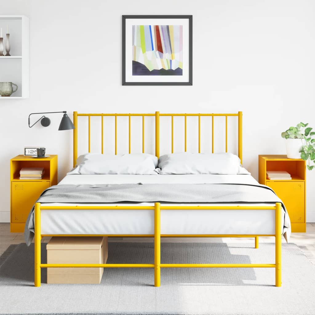 Bedside Cabinets 2 pcs Mustard Yellow 34.5x39x62 cm Steel