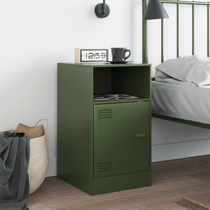 Bedside Cabinet Olive Green 34.5x39x62 cm Steel