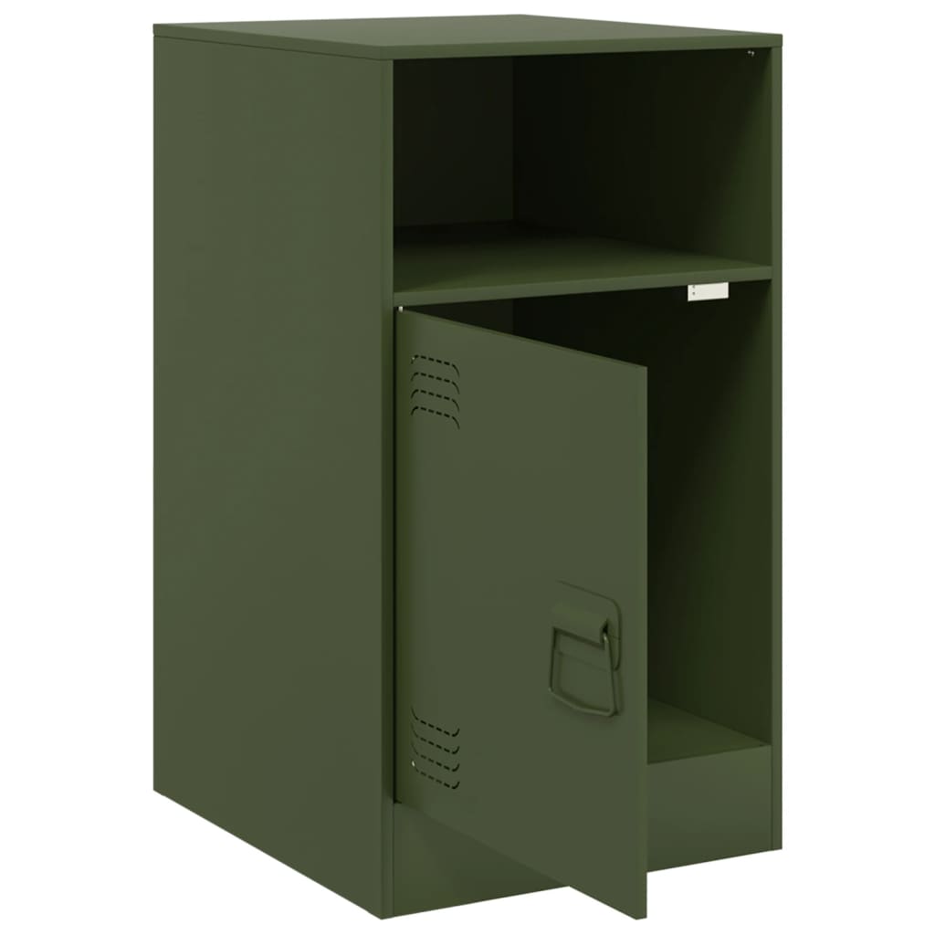 Bedside Cabinet Olive Green 34.5x39x62 cm Steel