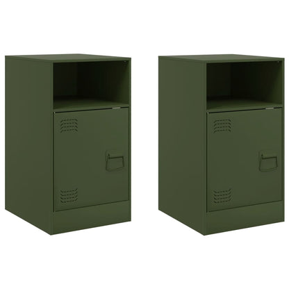 Bedside Cabinets 2 pcs Olive Green 34.5x39x62 cm Steel