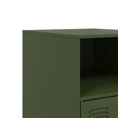 Bedside Cabinets 2 pcs Olive Green 34.5x39x62 cm Steel