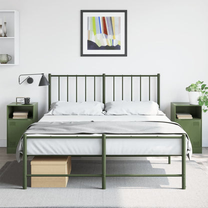 Bedside Cabinets 2 pcs Olive Green 34.5x39x62 cm Steel