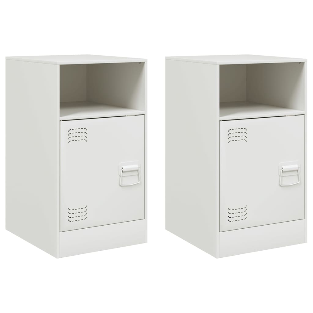 Bedside Cabinets 2 pcs White 34.5x39x62 cm Steel