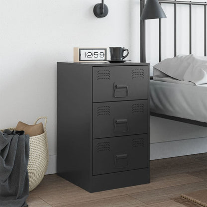 Bedside Cabinet Black 34.5x39x62 cm Steel