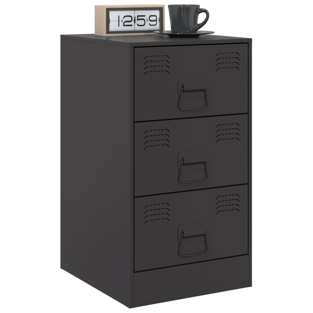 Bedside Cabinet Black 34.5x39x62 cm Steel