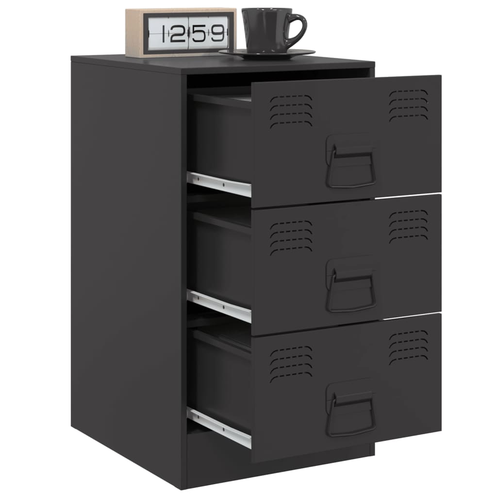 Bedside Cabinet Black 34.5x39x62 cm Steel