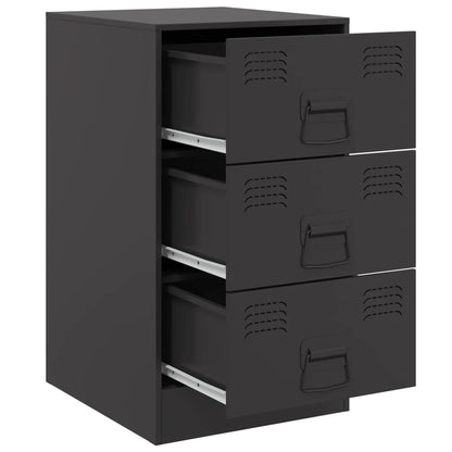 Bedside Cabinet Black 34.5x39x62 cm Steel