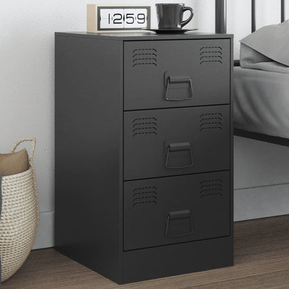 Bedside Cabinet Black 34.5x39x62 cm Steel