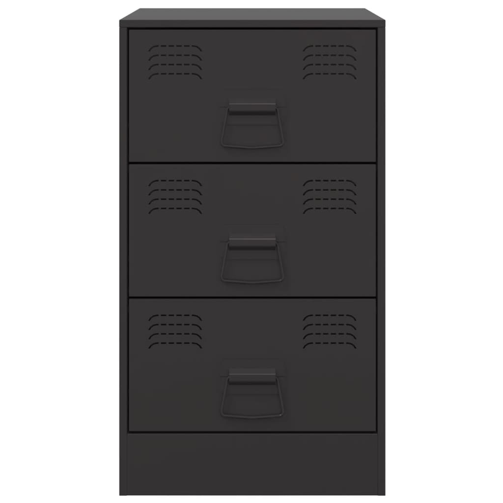 Bedside Cabinets 2pcs Black 34.5x39x62 cm Steel