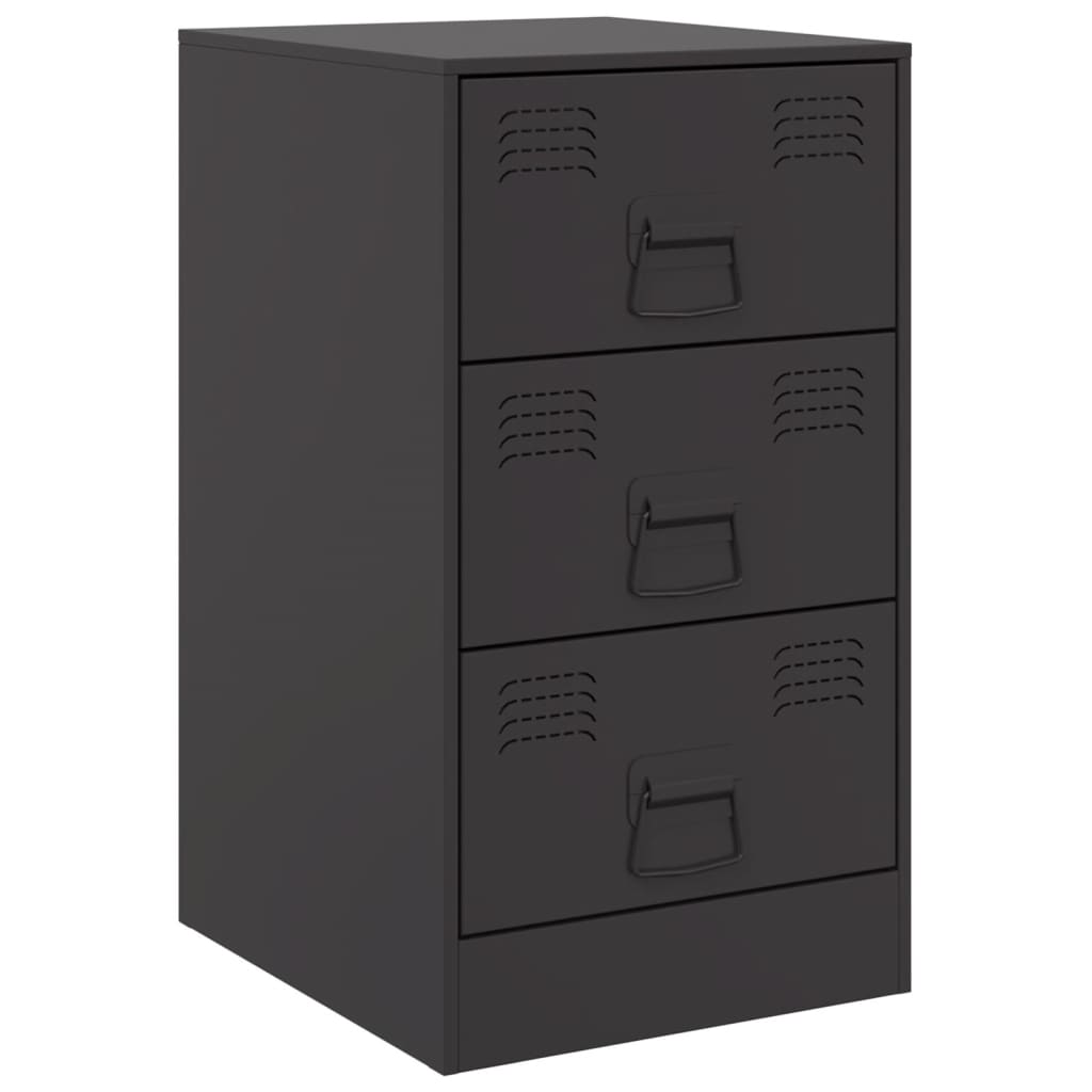 Bedside Cabinets 2pcs Black 34.5x39x62 cm Steel