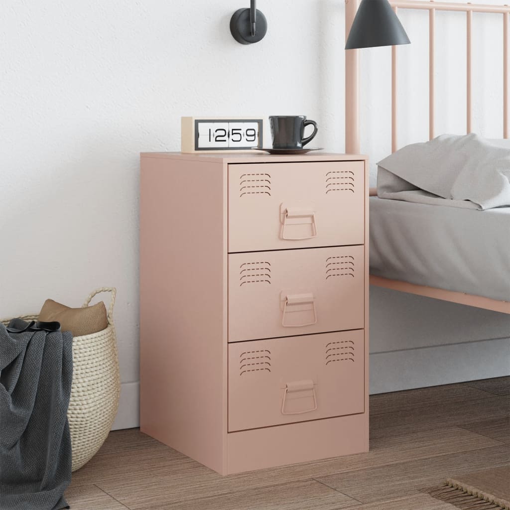 Bedside Cabinet Pink 34.5x39x62 cm Steel