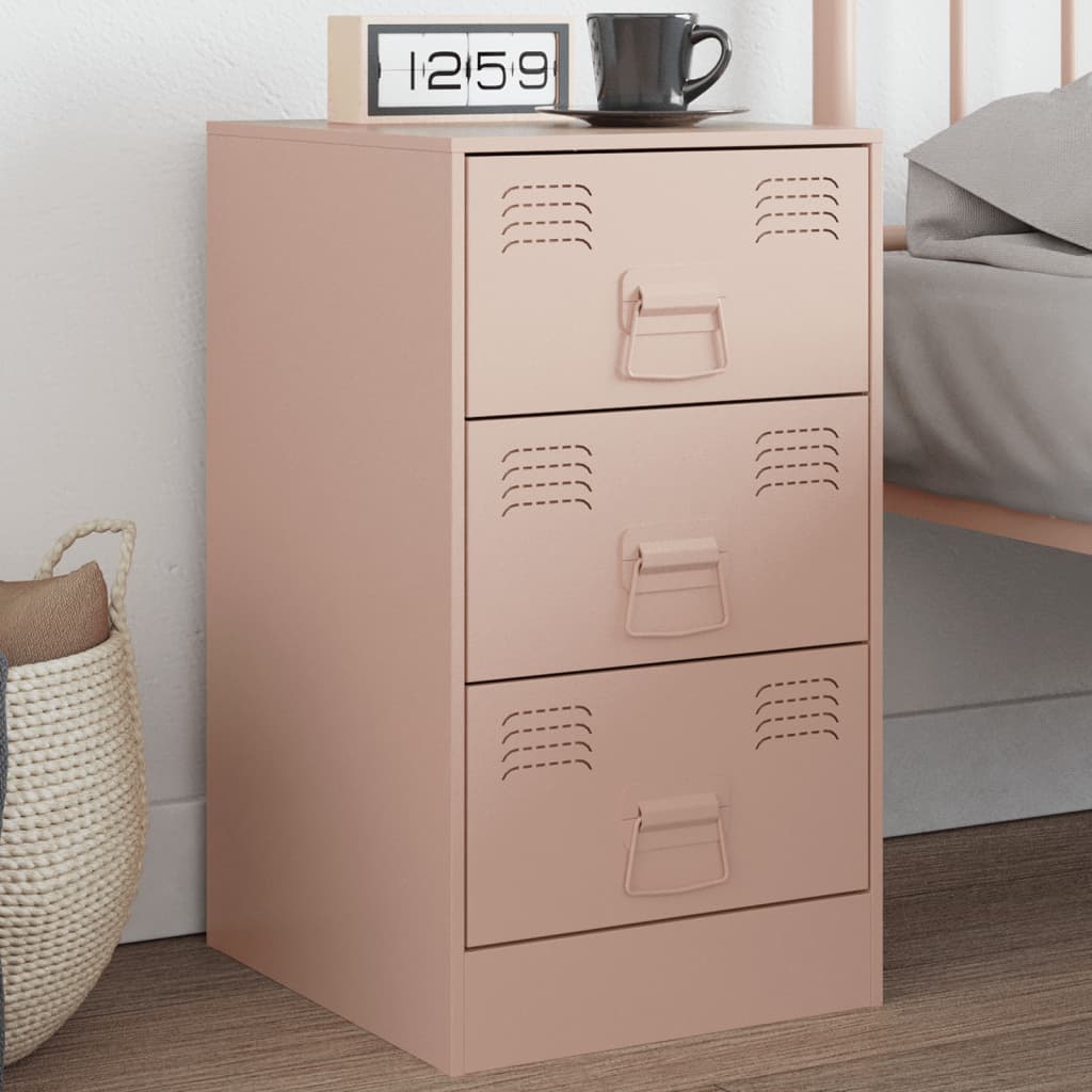 Bedside Cabinet Pink 34.5x39x62 cm Steel