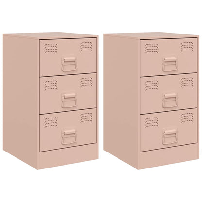 Bedside Cabinets 2 pcs Pink 34.5x39x62 cm Steel