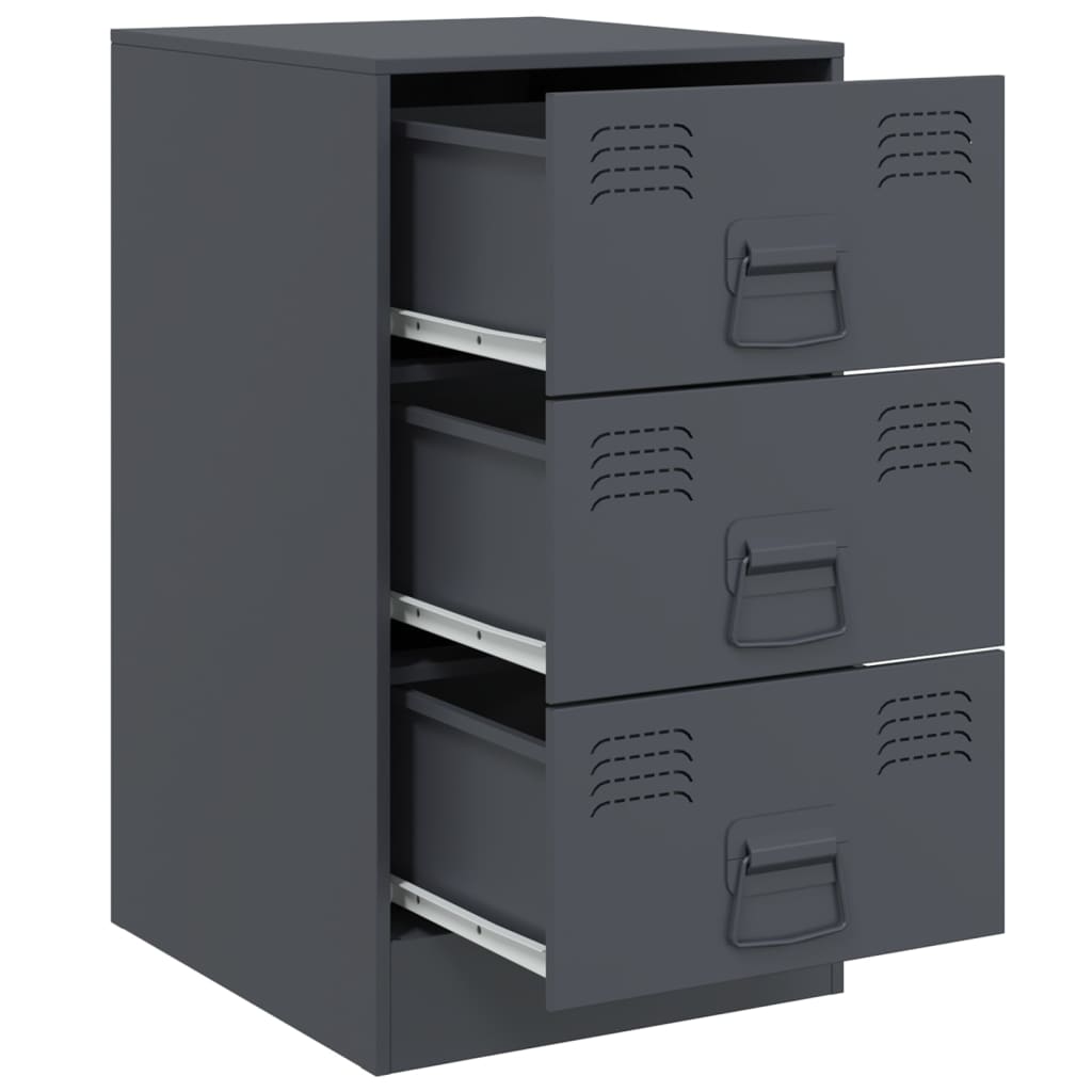 Bedside Cabinets 2 pcs Anthracite 34.5x39x62 cm Steel