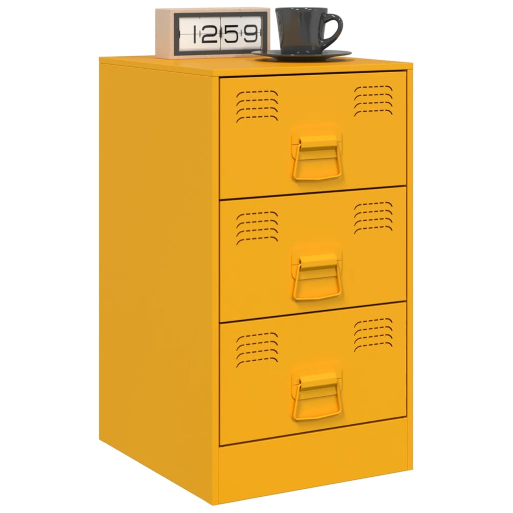 Bedside Cabinet Mustard Yellow 34.5x39x62 cm Steel