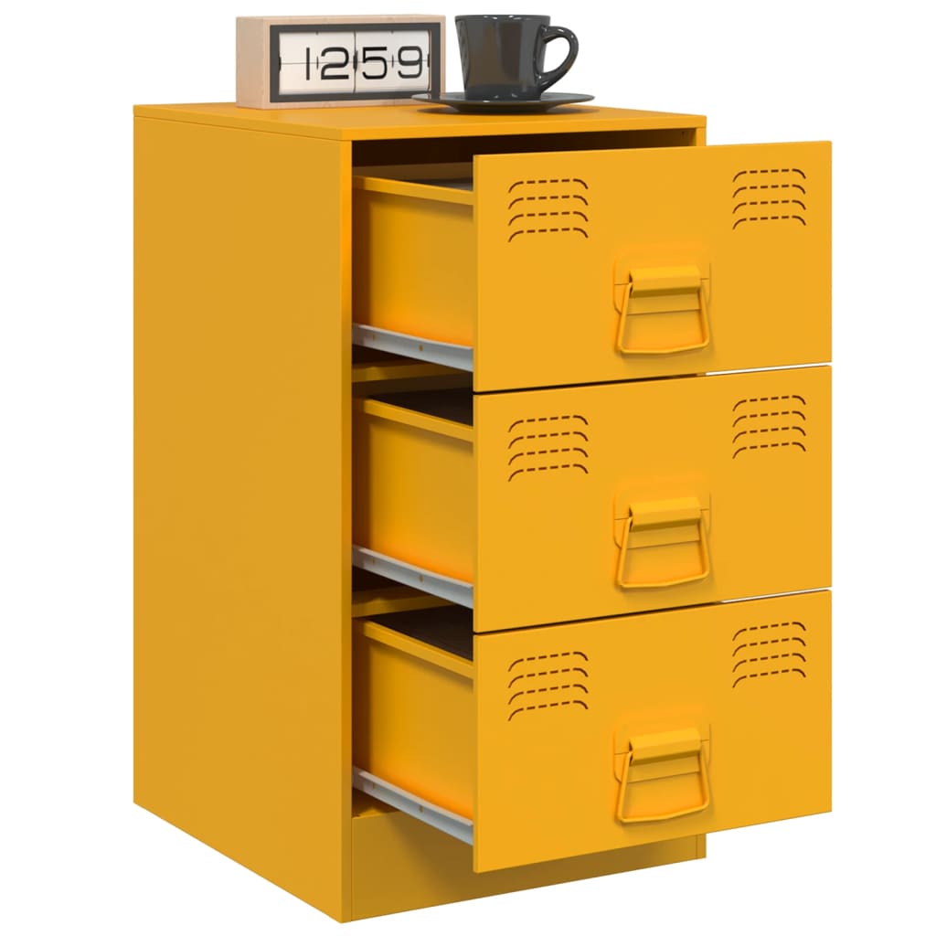 Bedside Cabinet Mustard Yellow 34.5x39x62 cm Steel