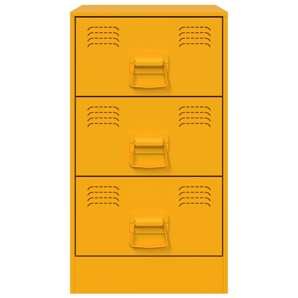 Bedside Cabinet Mustard Yellow 34.5x39x62 cm Steel