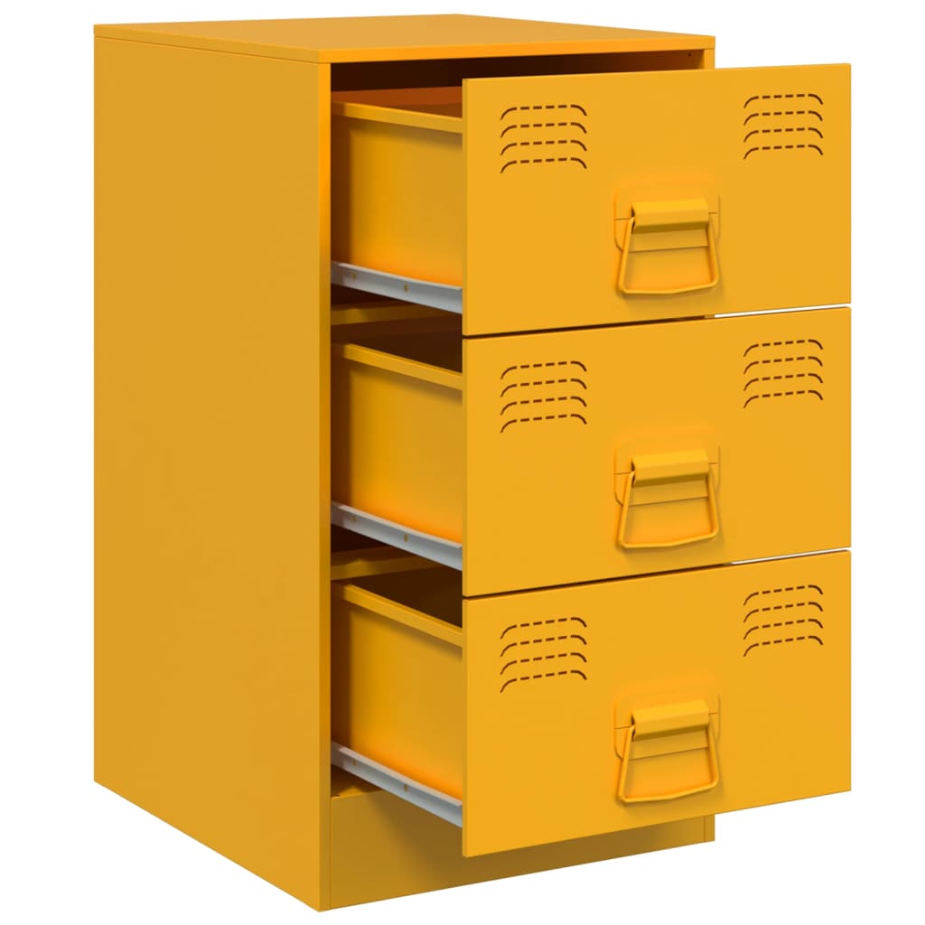 Bedside Cabinet Mustard Yellow 34.5x39x62 cm Steel