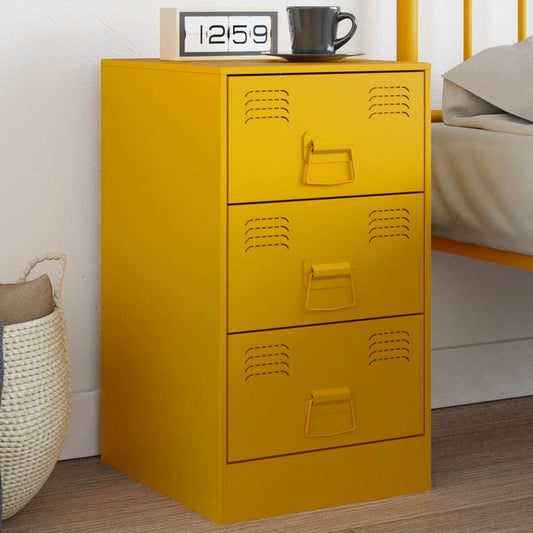 Bedside Cabinet Mustard Yellow 34.5x39x62 cm Steel