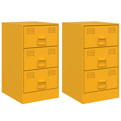 Bedside Cabinets 2 pcs Mustard Yellow 34.5x39x62 cm Steel