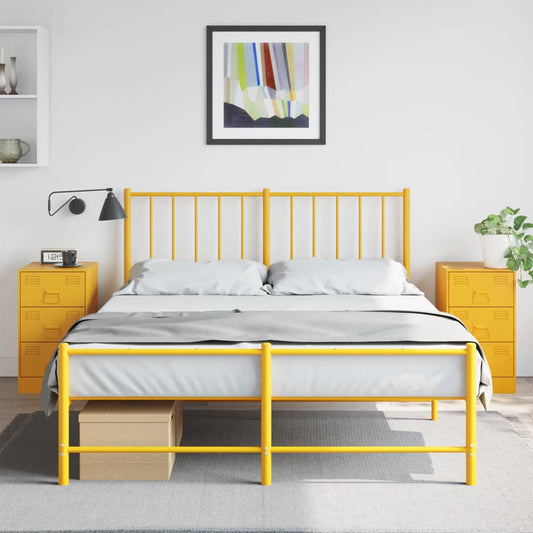 Bedside Cabinets 2 pcs Mustard Yellow 34.5x39x62 cm Steel