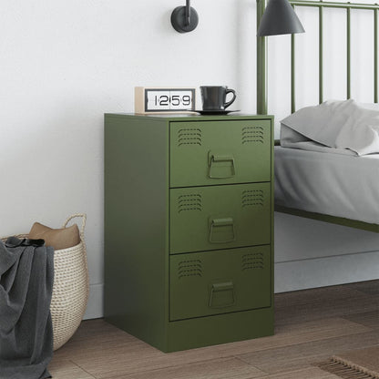 Bedside Cabinet Olive Green 34.5x39x62 cm Steel